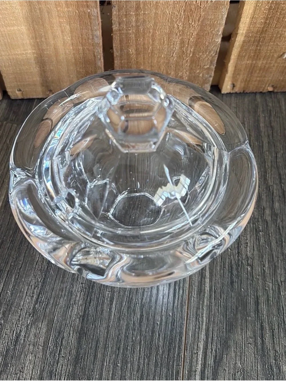 Vintage Baccarat Clear Crystal Lidded Jam Jar
